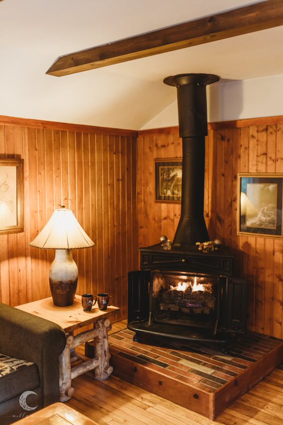 Pine Creek Cabin fireplace